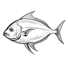 Hand Drawn Sketch Pompano Fish Illustration
