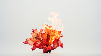 Burning Flower in Studio: Capturing the Fiery Elegance of Nature