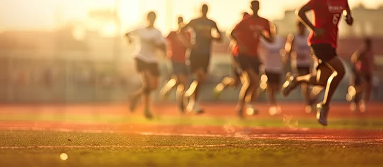 Foto op Plexiglas Blurred runners on a sports field With copyspace for text © 2rogan