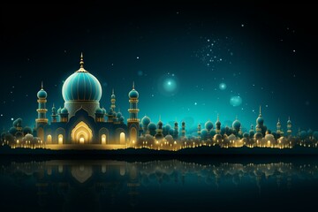 Beautiful Islamic Ramadan Kareem backdrop. Generative AI