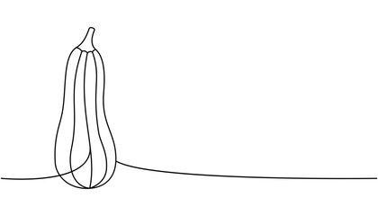 Autumn pumpkin, vegetable one line continuous drawing. Halloween pumpkin continuous one line illustration. Vector minimalist linear illustration.