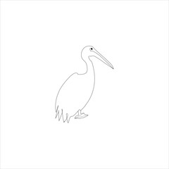 Heron line art monoline outline design vector 