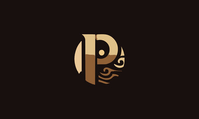 Letter P golden luxury vector logo and icon design