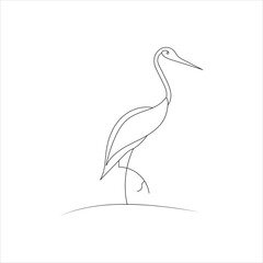 Heron line art monoline outline design vector 