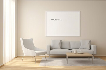 Blanked interior mockup showcasing a minimalistic and neat living space, providing a canvas for potential decor ideas, clean and modern