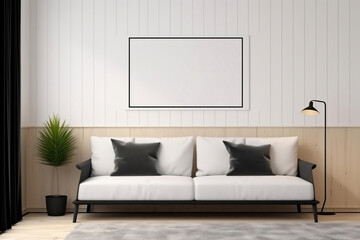 Blanked interior mockup showcasing a minimalistic and neat living space, providing a canvas for potential decor ideas, clean and modern