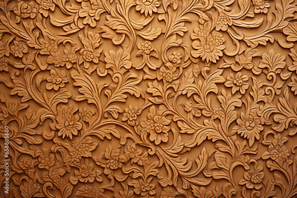 Wall mural carved floral wooden wall texture