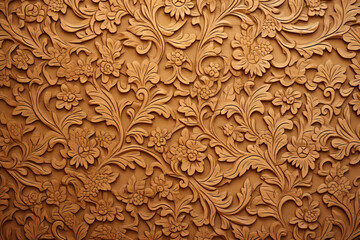 carved floral wooden wall texture