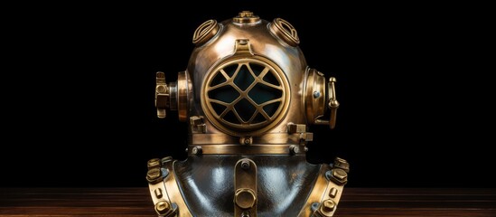 Fototapeta premium Antique brass diver s headgear With copyspace for text