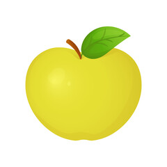 Vector fresh apple fruit with leaf isolated on white background