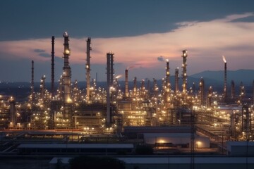 Fototapeta na wymiar An oil refinery landscape in the petrochemical sector. Generative AI