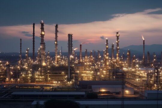 An oil refinery landscape in the petrochemical sector. Generative AI