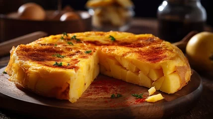 Foto op Canvas image of Spanish omelette made with potatoes © Jorge Ferreiro