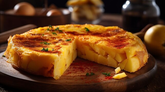 image of Spanish omelette made with potatoes