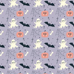 seamless pattern with birds, halloween