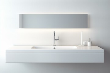 Fototapeta na wymiar modern sink with soft lighting on white background, rendered in 3D graphics. Generative AI