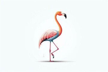 A tall flamingo standing sideways, depicted with colored lines on a plain white background. Generative AI