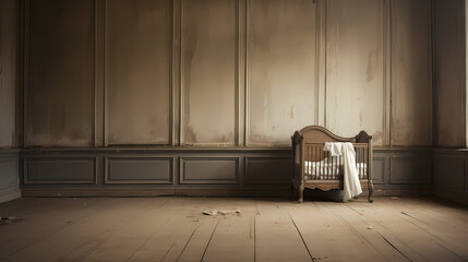 Vacant Room Featuring a Baby Cradle
