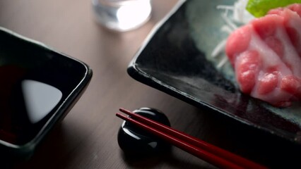 blue fin fatty tuna with japanese sake
