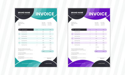 Invoice minimal design template. Bill form business invoice accounting