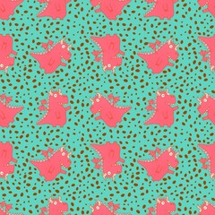 Cartoon animals seamless dragon pattern for wrapping paper and fabrics and linens and kids clothes print