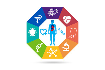 Telemedicine concept with medical elements