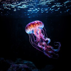 Colorful jellyfish with long tentacles