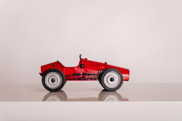 Car decoration racing car red, nostalgic antique style retro tin model