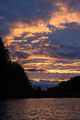 Fototapeta na wymiar Sunset over wetlands of Danube river, Slovakia