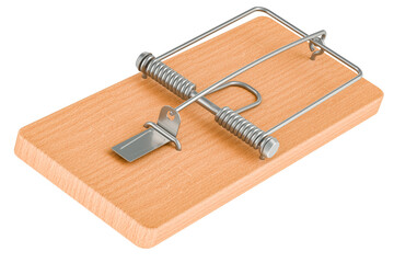 Mouse trap, 3D rendering isolated on transparent background