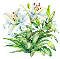 Fototapeta na wymiar Białe lilie rysunek