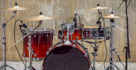 Fototapeta na wymiar drum kit .drums and cymbals for background