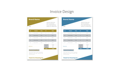 Creative, modern, unique, clean, and professional corporate company business invoice template design