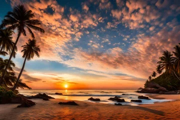 Fotobehang sunset on the beach © Sana