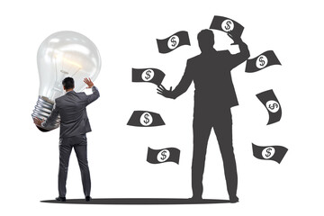 Businessman in money making idea concept
