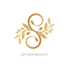 Fototapeta na wymiar Letter S logo design vector with nature beauty element concept