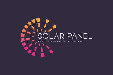 Obraz premium Solar panel logo design vector with technology element concept