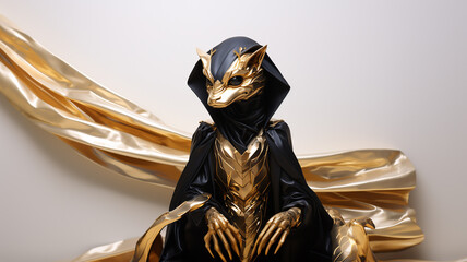 a gold and black statue