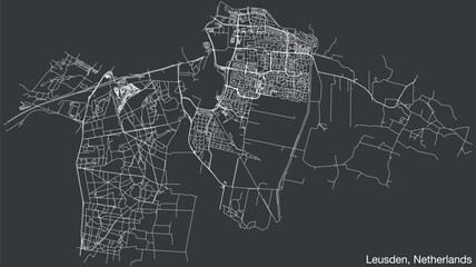 Detailed hand-drawn navigational urban street roads map of the Dutch city of LEUSDEN, NETHERLANDS with solid road lines and name tag on vintage background