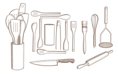 set of kitchen tools vector illustration