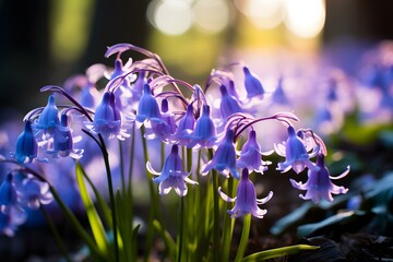 Scillas Blue Bells purple crocus flowers