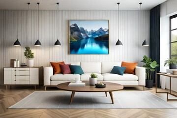 modern living room interior with sofa