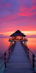 Fototapeta na wymiar tropical paradise maldives style huts. 