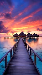 Fototapeta na wymiar tropical paradise maldives style huts. 