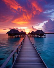 Obraz premium tropical paradise maldives style huts. 