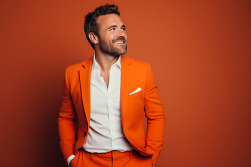 Obraz premium Professional headshot photography - Colourful - Male - Orange
