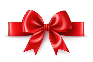 Fototapeta premium Red bow isolated on white background. Holiday decoration element.