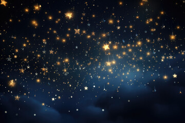 Naklejka na ściany i meble Night sky with golden stars background.