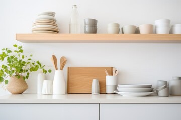 Fototapeta na wymiar Empty countertop on kitchen with contemporary interior