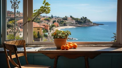Photo sur Plexiglas Europe méditerranéenne terrace of a hotel - Generative Ai